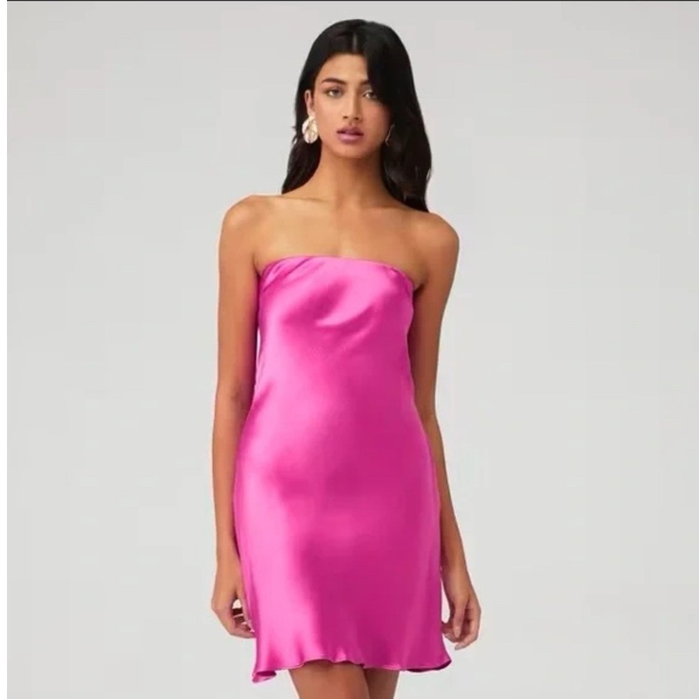 Bec + Bridge‎ Moon Dance Mini Dress $220 Deep Pink Strapless 10 Party Cocktail